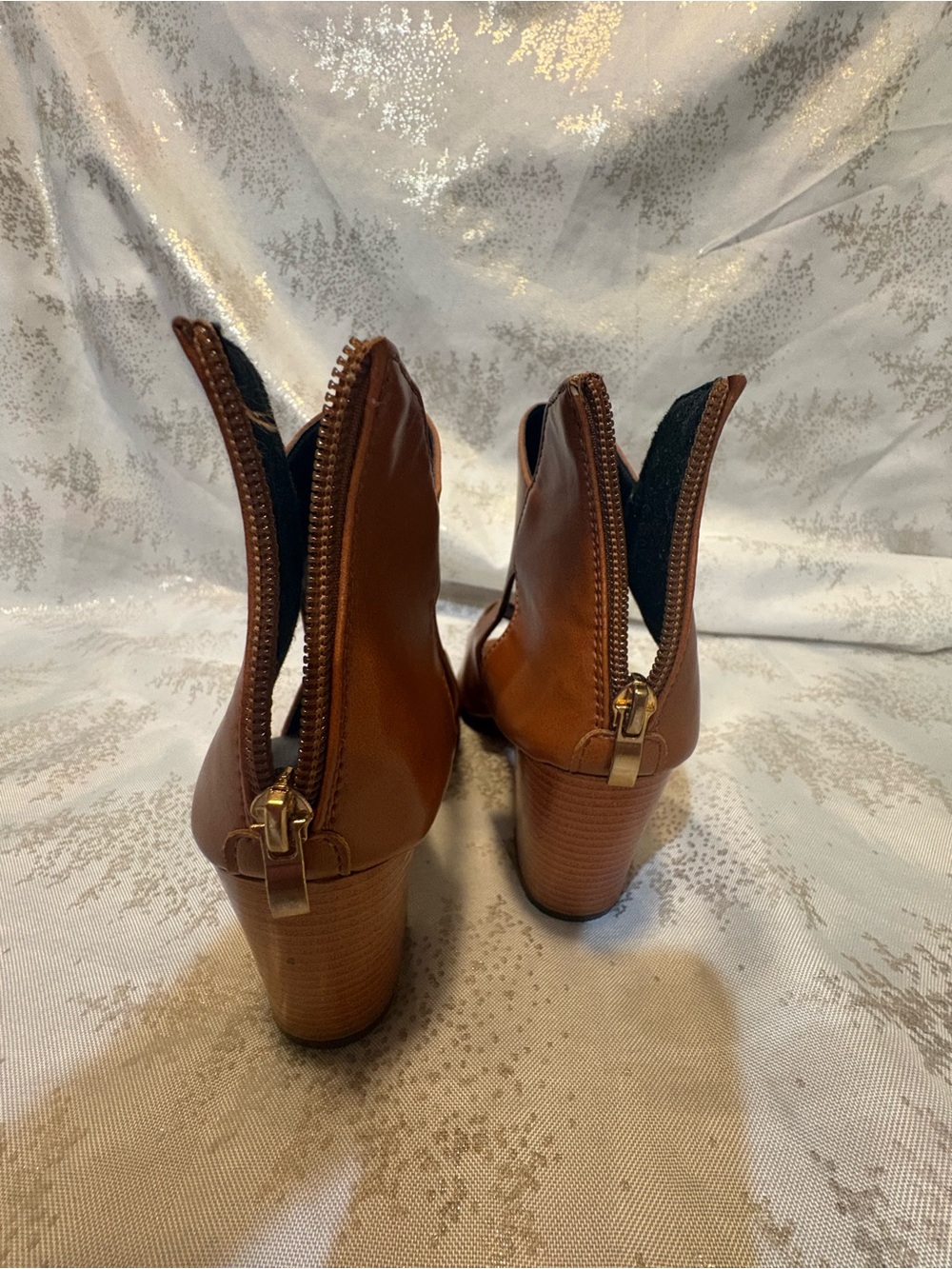 Women's Open-Toe Cutout Ankle Boots - Brown - Picture 7 of 10
